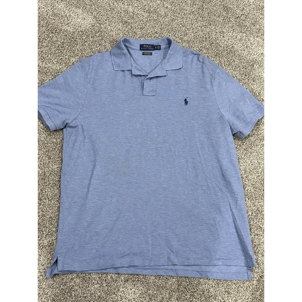Polo Ralph Lauren Mens Size XL Custom Slim Fit Stretch Short Sleeve Polo Blue